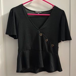 Black button blouse Super cute buttons along the side with a v neck. Worn once.